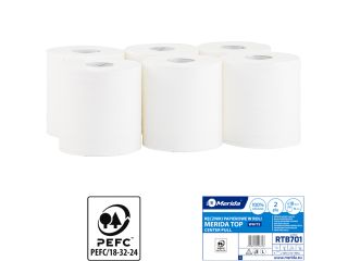 MERIDA TOP CENTER PULL MAXI roll paper towel, white, 2-ply, diameter 18 cm, 161.5 m, (6 pcs / pack.)